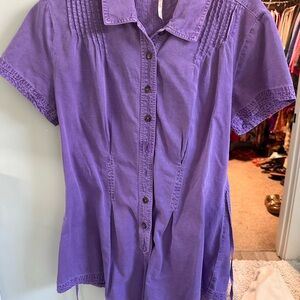 Free People Purple Cuffed Sleeve Mini Dress